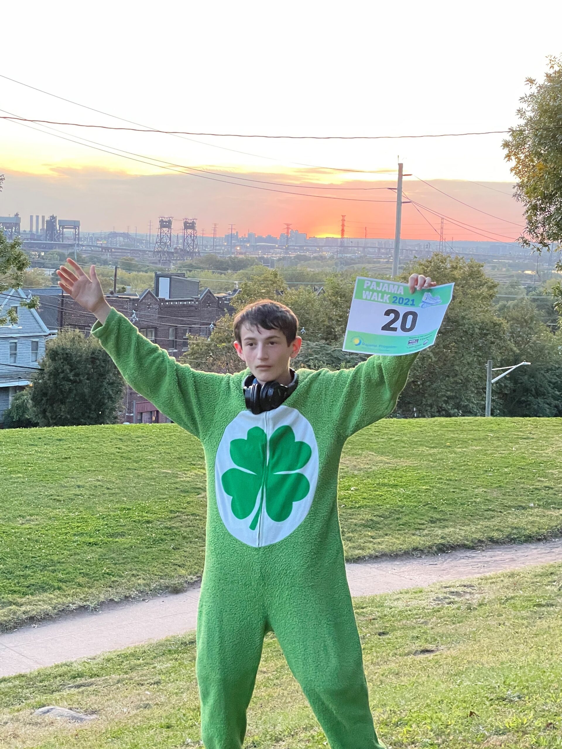 Participant in onesieBeyond Bedtime Staff Member Douna at Pajama Walk 2021